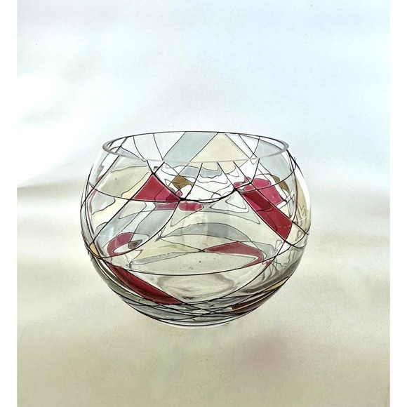 Retired Partylite Mosaic Calypso Glass Votive Holder Rose Bowl - Picture 6 of 10